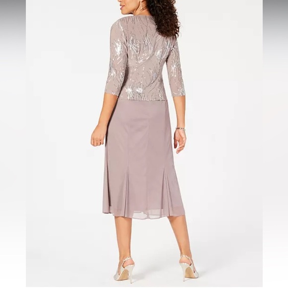 Alex Evenings Sequined A-Line Midi Dress and Jacket - Picture 3 of 16